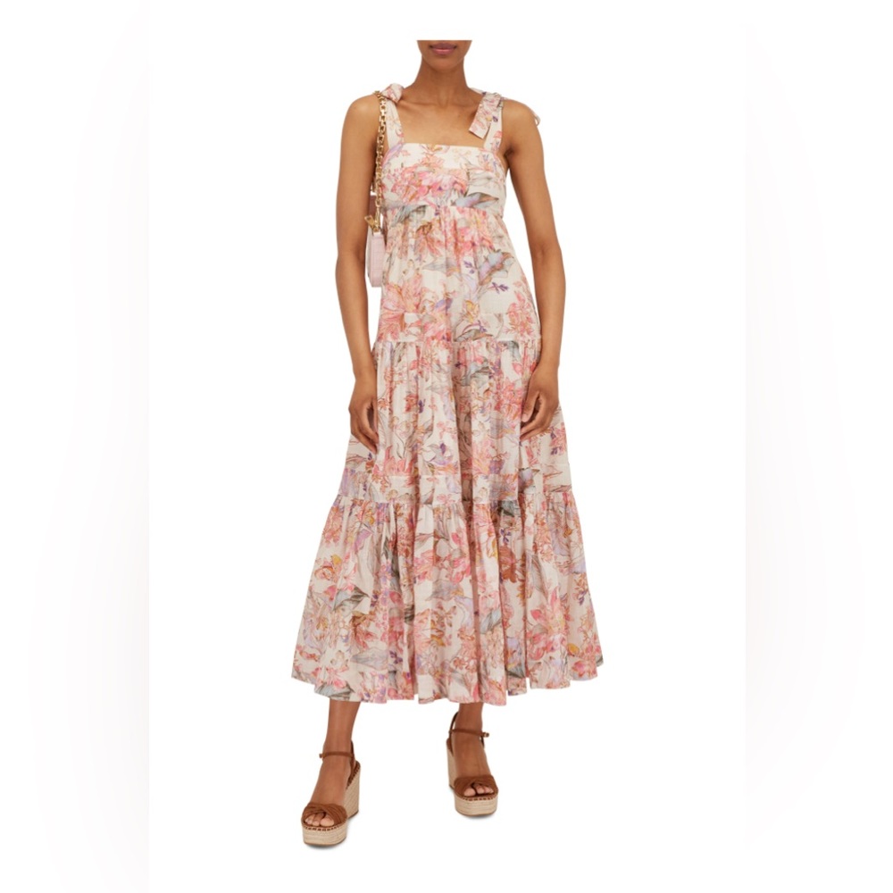 Cira Floral Tie Shoulder Midi Dress